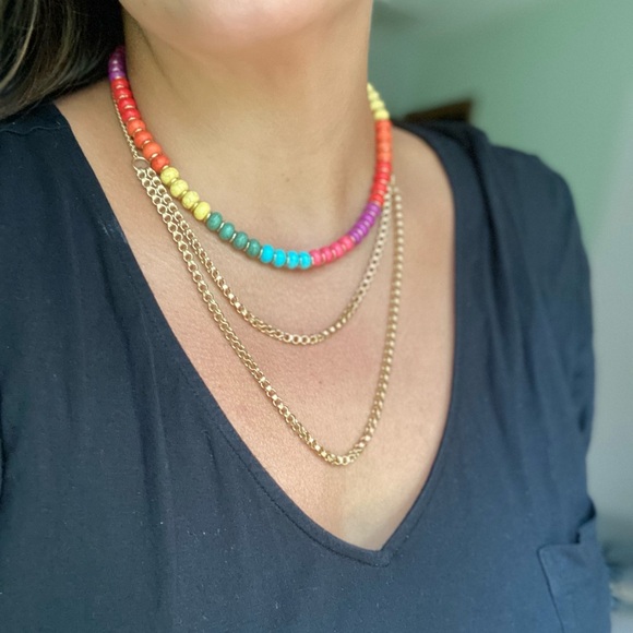 Matte Gold Double Chain Necklace - Picture 8 of 8